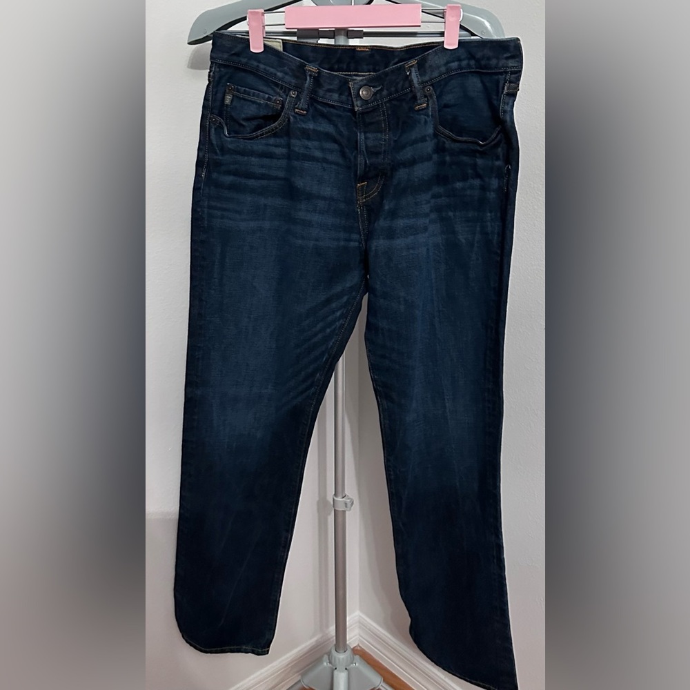 EUC Abercrombie & Fitch Button Up Dark Blue Straight Leg Jeans